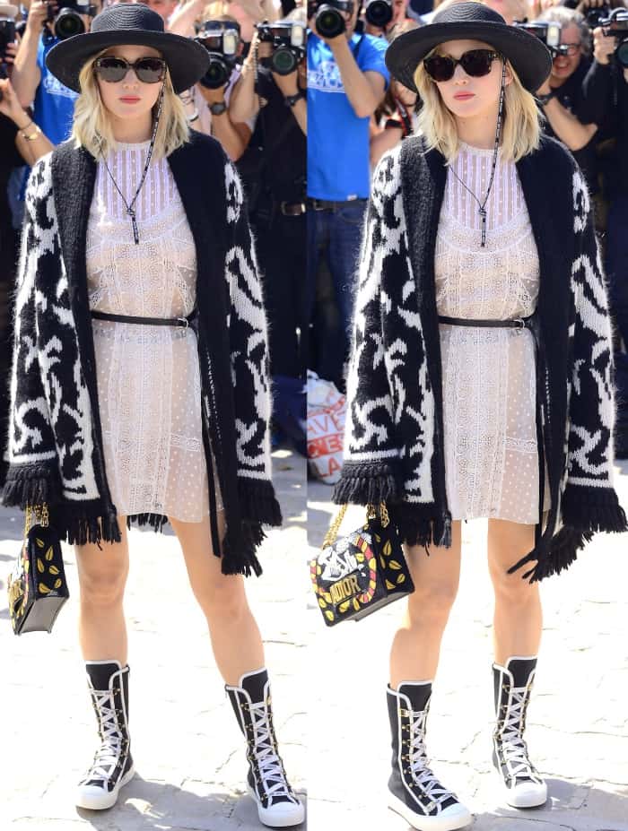 Jennifer Lawrence at the Christian Dior Fall/Winter 2017 show during Paris Haute Couture Fashion Week