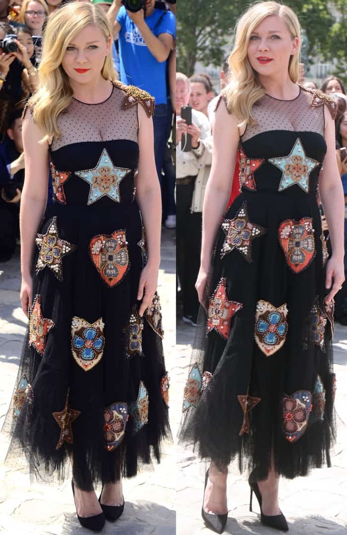Kirsten Dunst at the Christian Dior Fall/Winter 2017 show during Paris Haute Couture Fashion Week