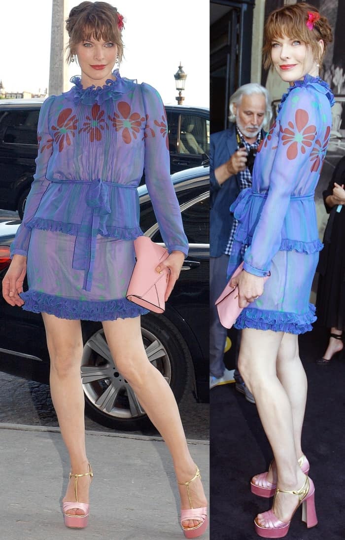 Milla Jovovich attending the Miu Miu Cruise 2018 fashion show during Paris Haute Couture Fashion Week