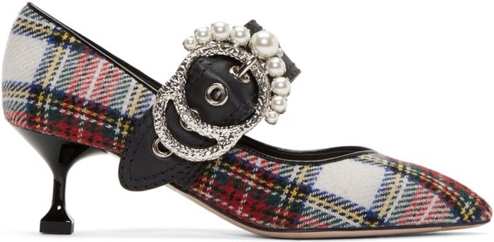 Miu Miu multicolored tartan pumps
