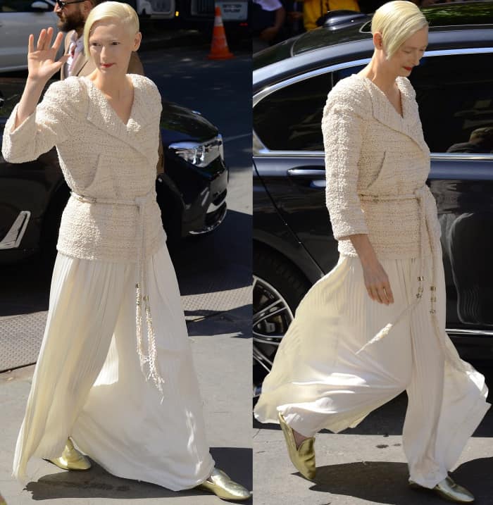 Tilda Swinton at the Chanel Fall/Winter 2017 runway presentation during Paris Haute Couture Fashion Week