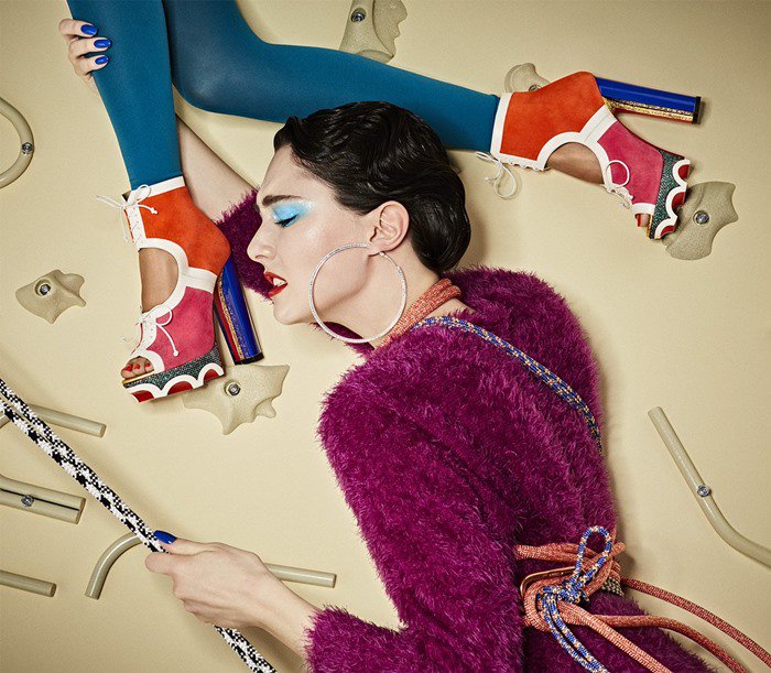Christian Louboutin Lolacrampon Veau Velours/Glitter Tisse