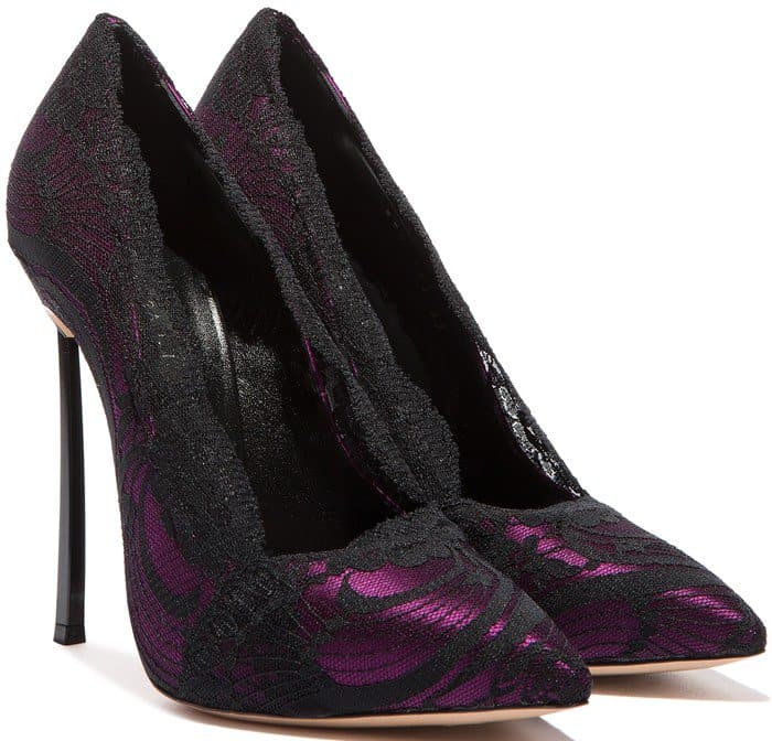 Casadei Plum Lace Blade Heels