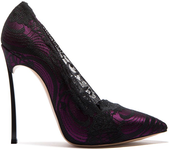Casadei Plum Lace Blade Heels