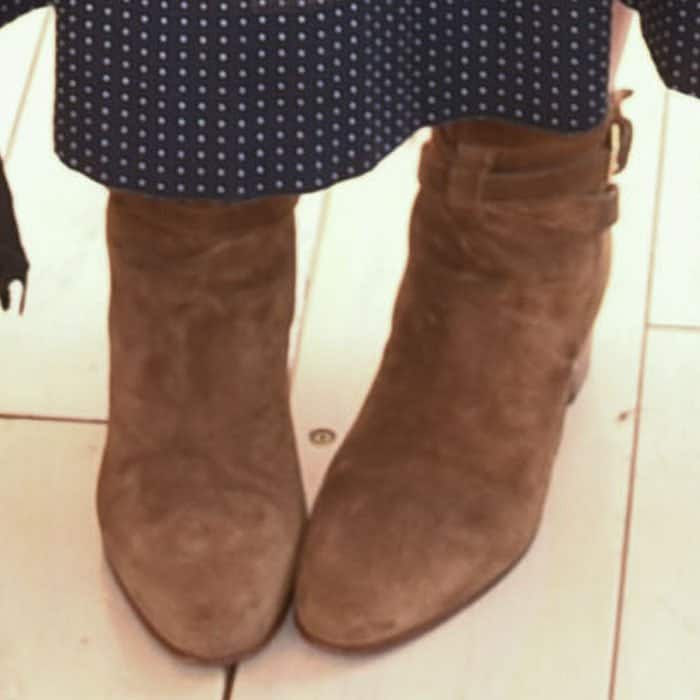 The actress channeled her inner country girl in a pair of Saint Laurent "Blake" suede boots