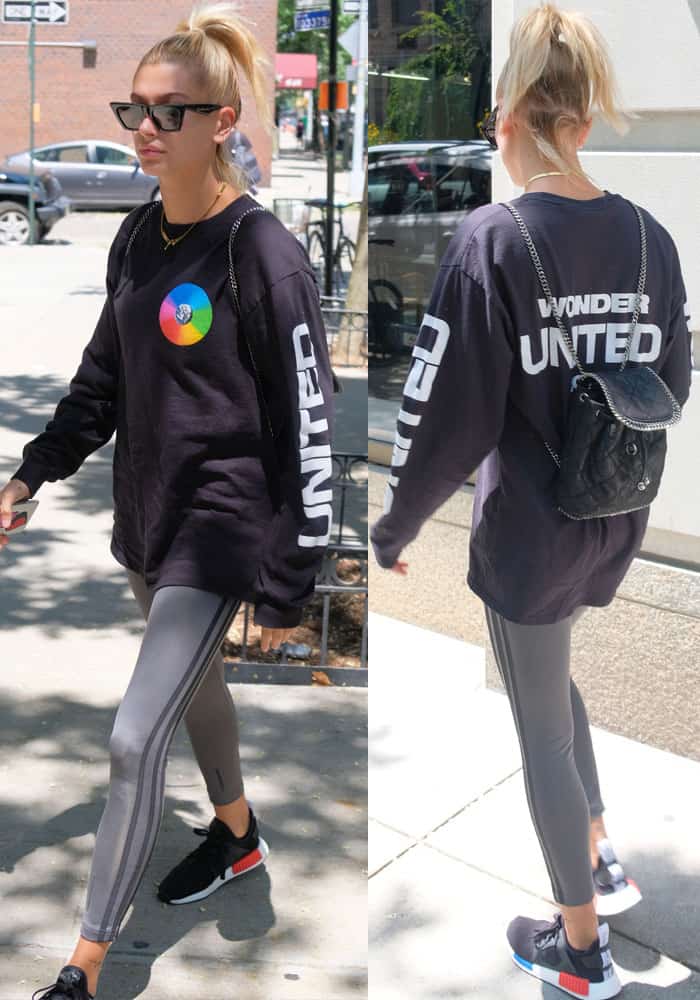 Hailey covered up with a Hillsong United top later on