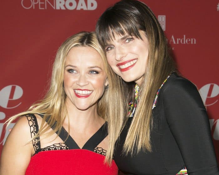 Lake Bell and Reese Witherspoon pose together at the Home Again premiere red carpet