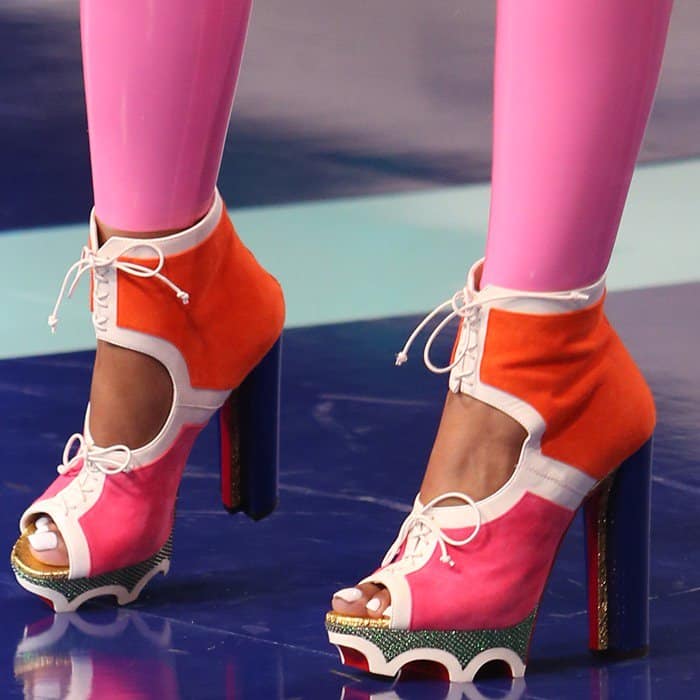 Nicki Minaj rocking 'Lolacrampon' booties from Christian Louboutin