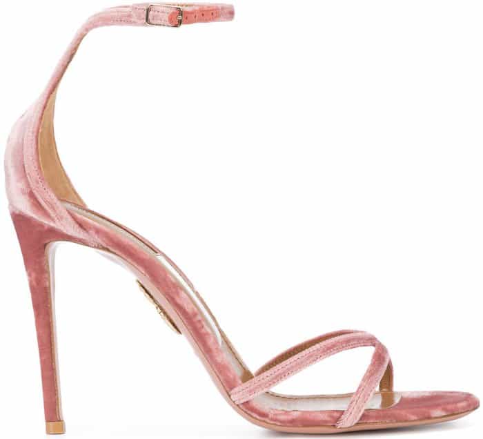 Studio product image of Aquazzura “Purist” velvet sandals in antique rose