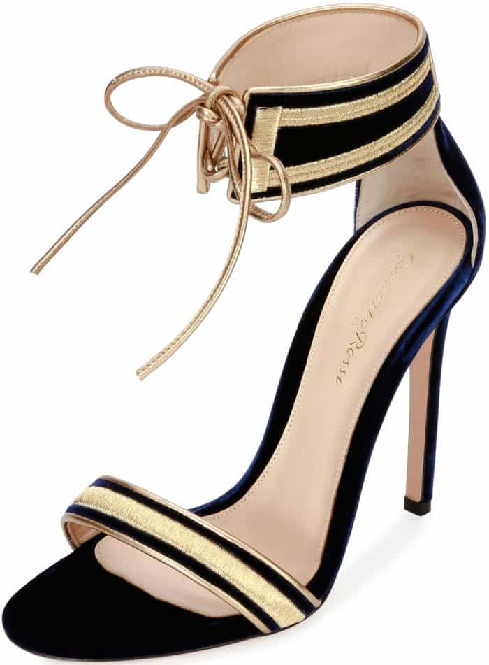 Gianvito Rossi “Augusta” velvet ankle-wrap sandals