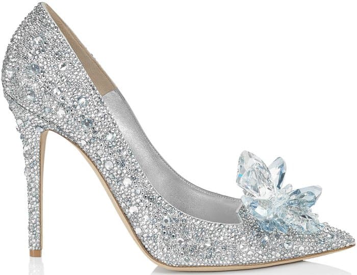 Jimmy Choo “Ari” crystal-covered pointy-toe pumps in silver