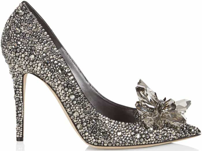 Jimmy Choo “Avril” crystal-covered pointy-toe pumps in black