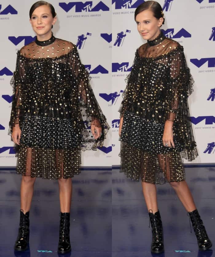 Millie Bobby Brown at the 2017 MTV Video Music Awards held at The Forum in Inglewood, California, on August 27, 2017