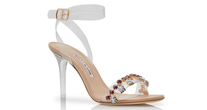 Rihanna x Manolo Blahnik “Purple Chalice” crystal and PVC detail ankle-strap sandals