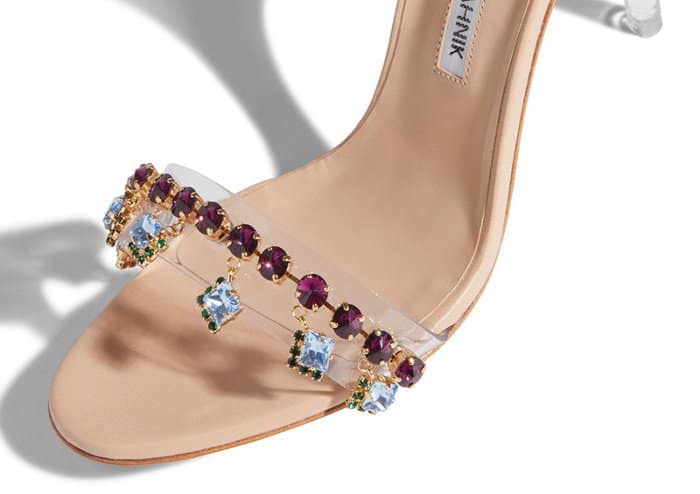Rihanna x Manolo Blahnik “Purple Chalice” crystal and PVC detail ankle-strap sandals