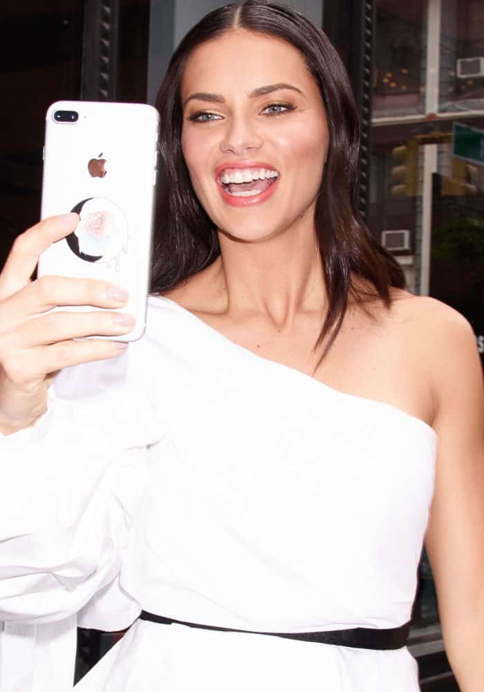 Adriana Lima at the AOL Building in New York on September 21, 2017