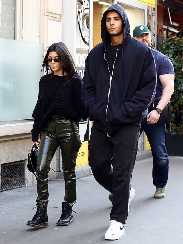 Kourtney Kardashian and boyfriend Younes Bendjima leaving the Paris Saint-German store on the Champs-Elysees Avenue in Paris, France, on September 26, 2017.