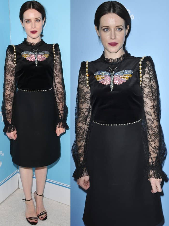 Claire Foy in a little black Gucci dress at Variety and Women in Film’s 69th Pre-Emmy Awards party