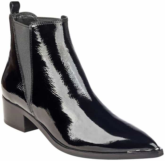 Marc Fisher LTD "Yale" pointy-toe Chelsea booties in black patent