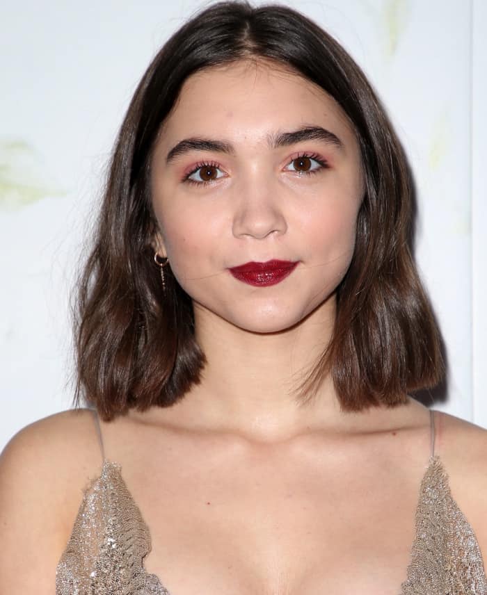 Rowan Blanchard wearing a Rodarte Fall 2017 dress at the "Woodshock" premiere