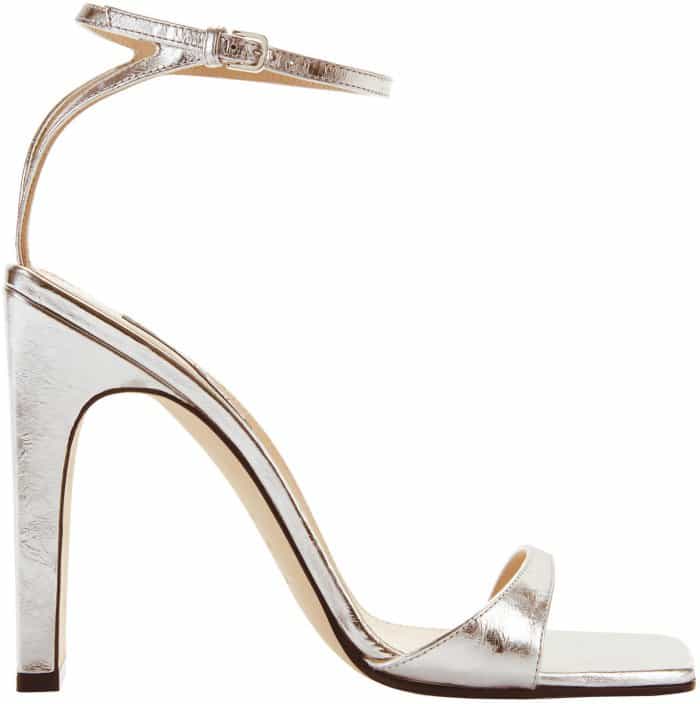 Sergio Rossi "Sr1" silver laminated leather sandals