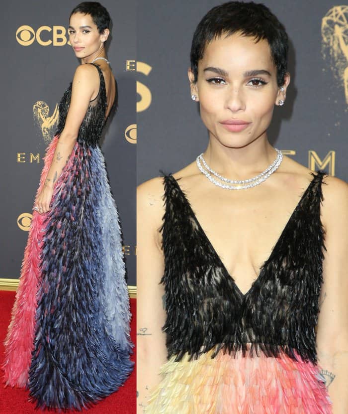 Zoë Kravitz wearing a Christian Dior Fall 2017 Couture gown at the 69th Emmy Awards