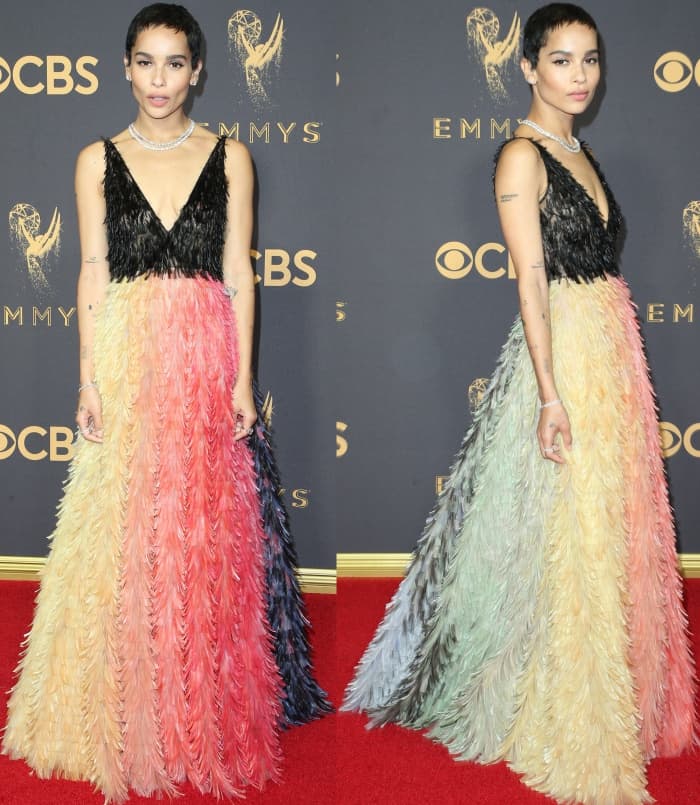 Zoë Kravitz wearing a Christian Dior Fall 2017 Couture gown at the 69th Emmy Awards