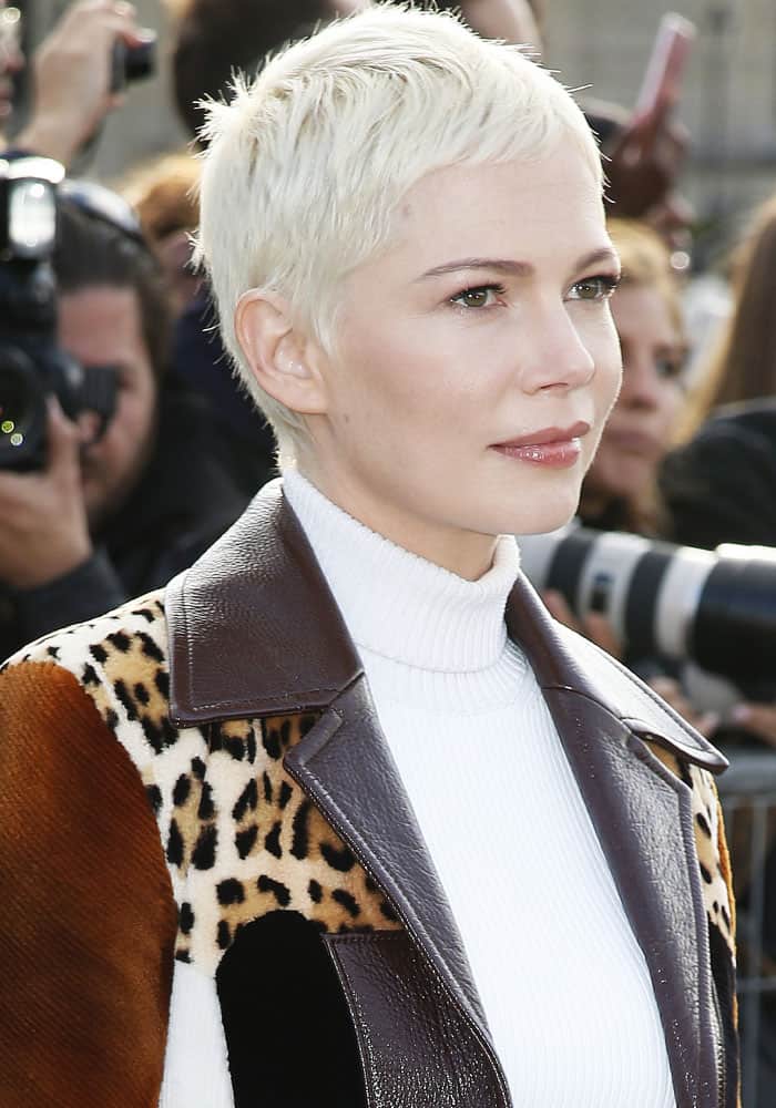 Michelle Williams at the Louis Vuitton Spring/Summer 2018 show during Paris Fashion Week in France on October 3, 2017