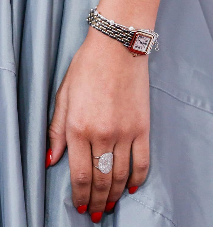 The American actress and singer showing off her watch and jewelry