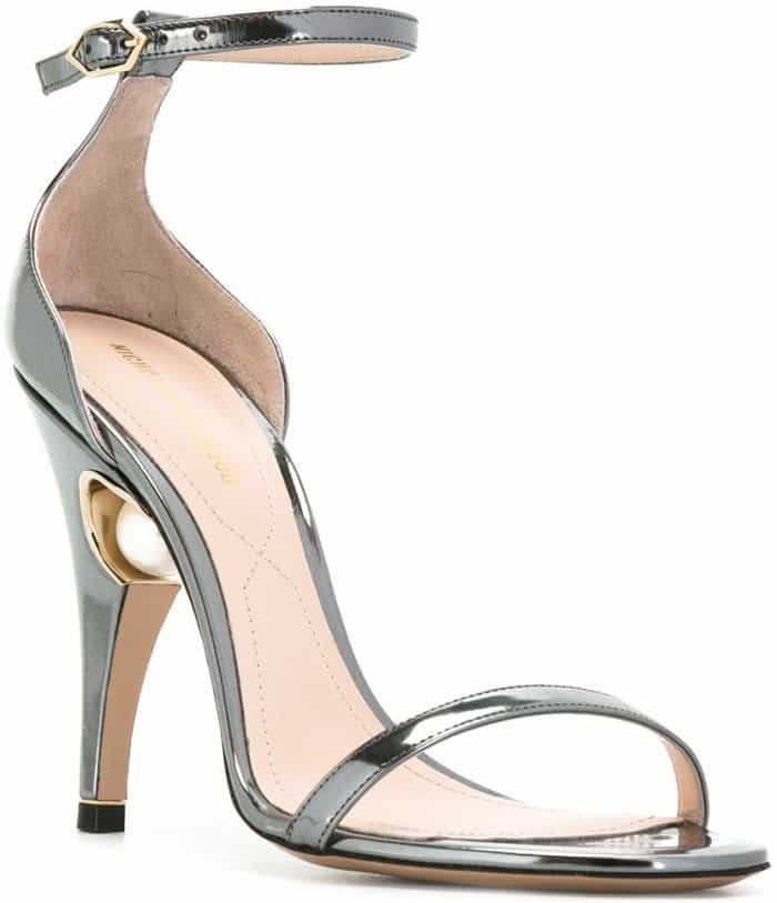 Nicholas Kirkwood "Penelope Pearl" sandals in ash metallic grey