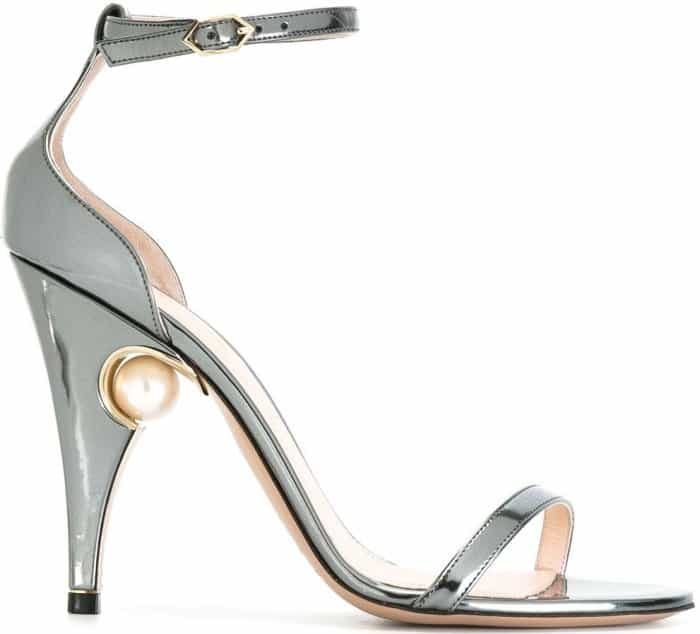 Nicholas Kirkwood "Penelope Pearl" sandals in ash metallic grey