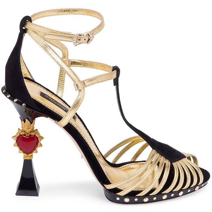Dolce Gabbana Sculpted-Heel Suede Sandals