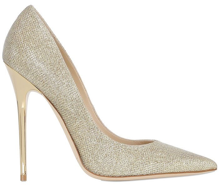 Jimmy Choo Anouk gold glitter pointed-toe pumps with high stiletto heels