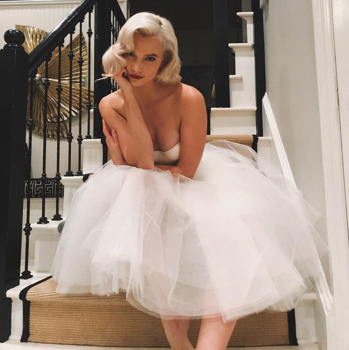 Karlie's first costume choice was a tulle dress from La Perla