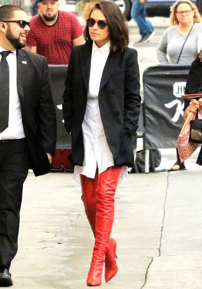 Mila Kunis arriving at the El Capitan Entertainment Centre in Los Angeles, California, ahead of her appearance on "Jimmy Kimmel Live!" on October 30, 2017