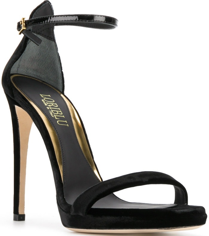 Black Loriblu Velvet Ankle-Strap Sandals