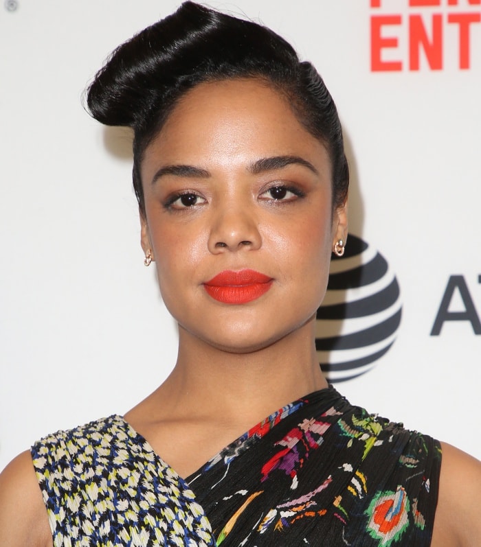 Tessa Thompson wearing a Jason Wu Spring 2018 dress at the 33rd Film Independent Spirit Awards nominations press conference