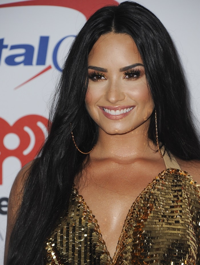 Demi Lovato's big gold hoop earrings