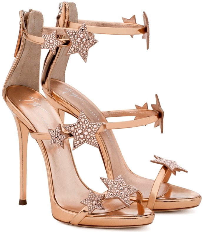 Giuseppe Zanotti 'Harmony Star' rose gold sandal with three straps and stars