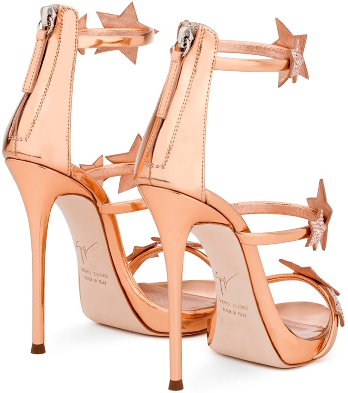 Giuseppe Zanotti 'Harmony Star' rose gold sandal with three straps and stars