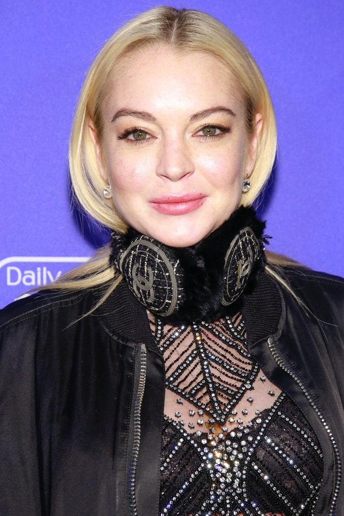 Lindsay Lohan attending the Daily Mail holiday party in New York City on December 6, 2017