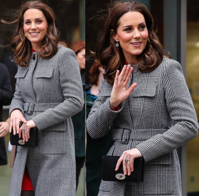 Kate Middleton capped off her look with tousled waves and minimal makeup