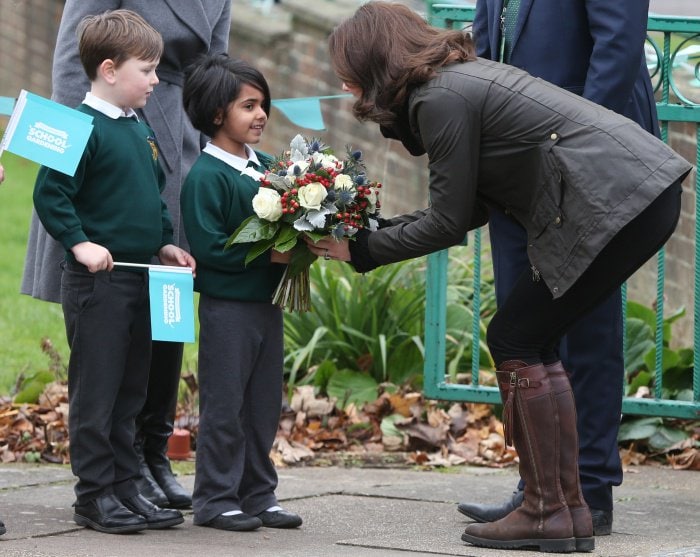 Kate Middleton visiting the Robin Hood Primary School in London on November 29, 2017