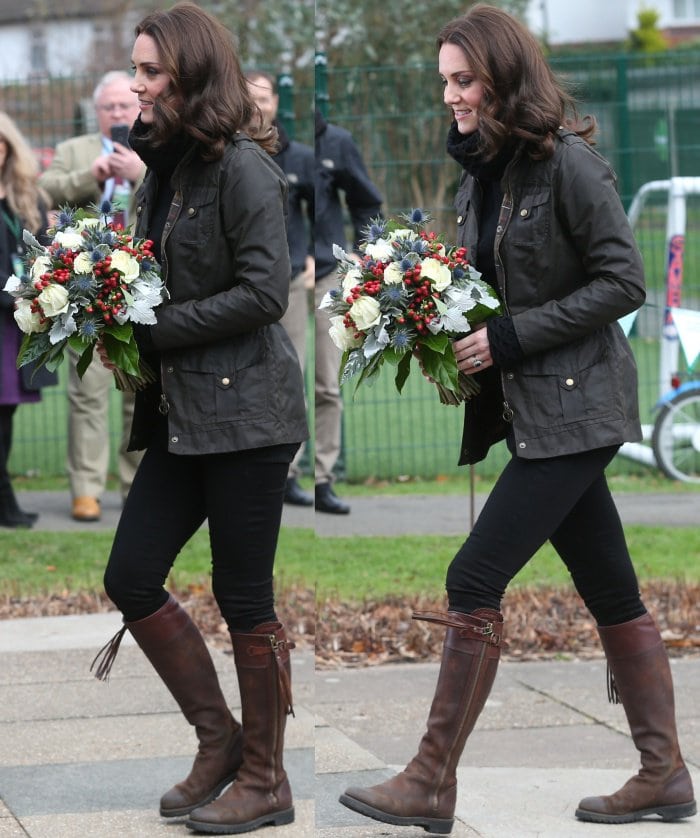 Kate Middleton rocks a Temperley London Honeycomb sweater and black skinny jeans