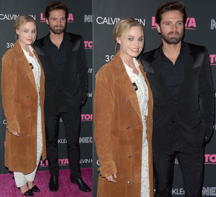 Margot Robbie with Sebastian Stan at the "I, Tonya" screening held at the Village East Cinema in New York City, on November 28, 2017