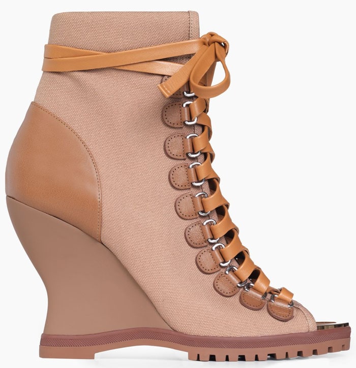 Chloe "River" lace-up wedge booties