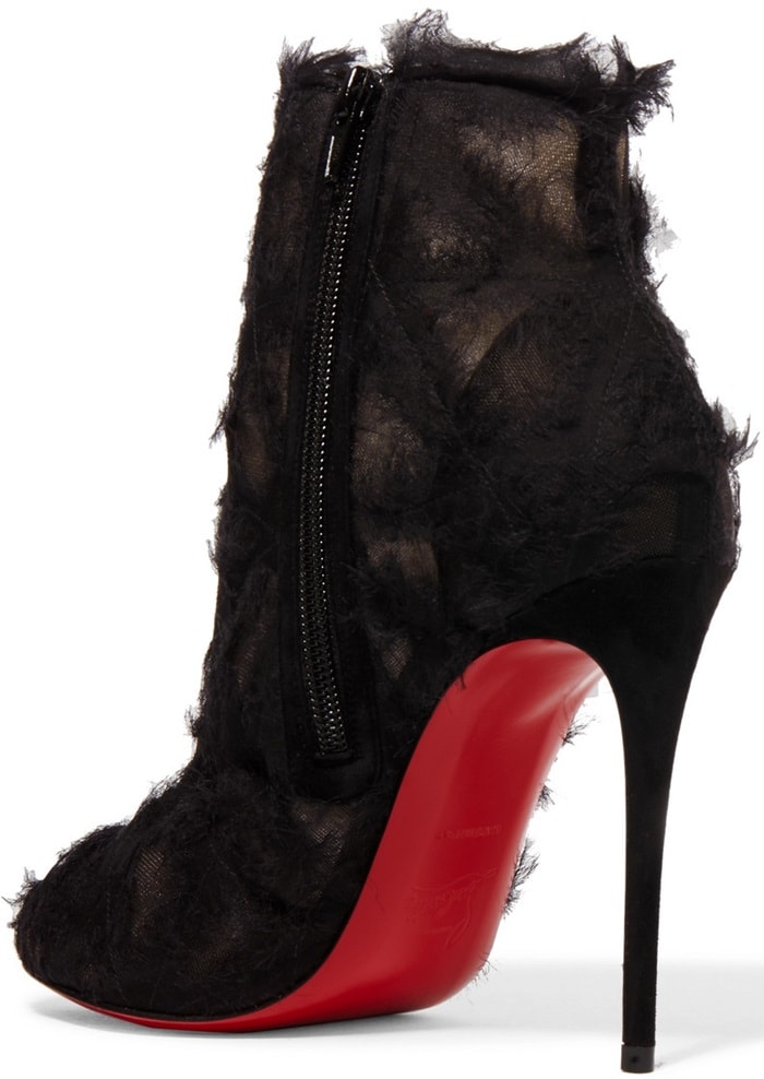 Christian Louboutin Toubootfrou 100 chiffon and leather ankle boots