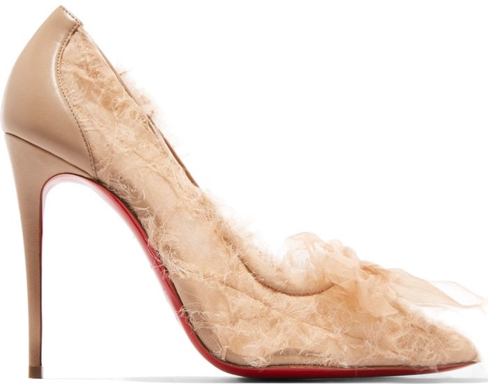 Christian Louboutin Toufrou 100 bow-embellished frayed chiffon pumps