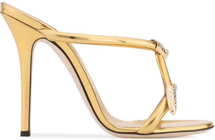 Gold laminated 'Aleesha' mule with snake detail