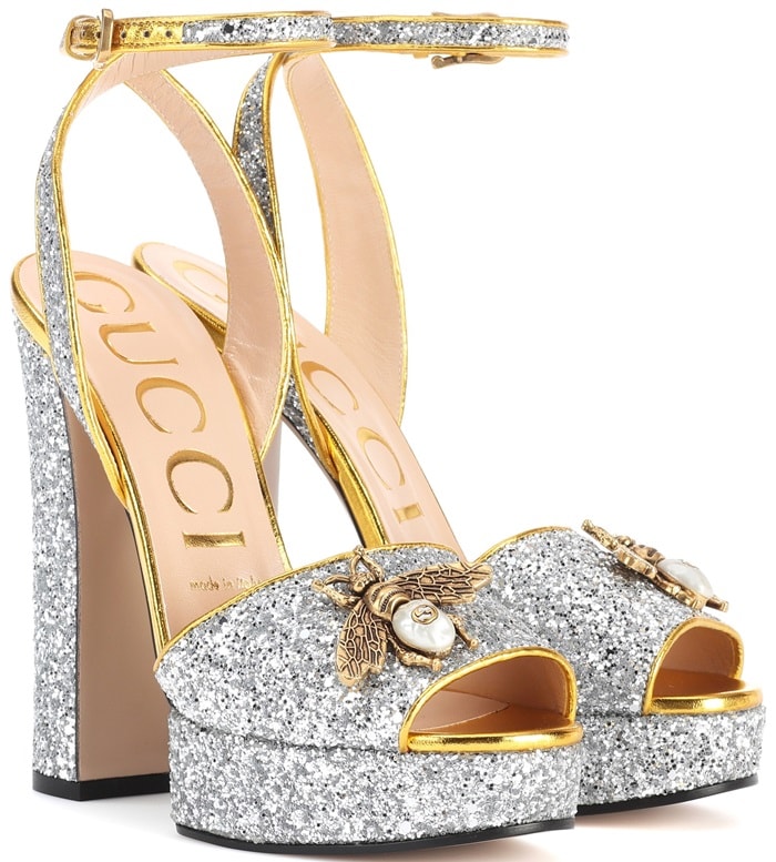 Gucci Embellished Plateau Glitter Pump